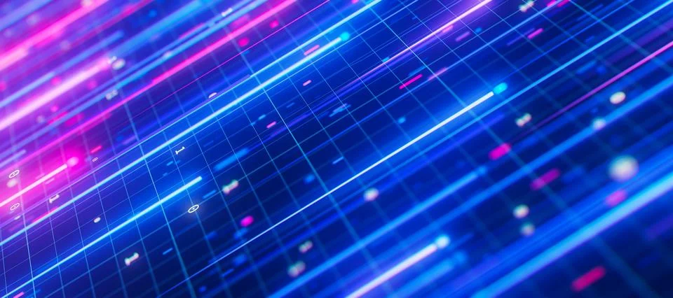 Bigdata light speed planar flow. Abstract digital data stream of quantum イラスト素材