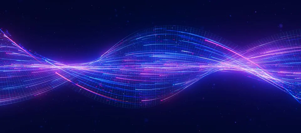 Bigdata light speed twisted flow. Abstract digital data stream of quantum Stock Illustration