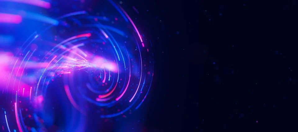 Bigdata light speed twisted flow. Abstract digital data stream of quantum Stock Illustration