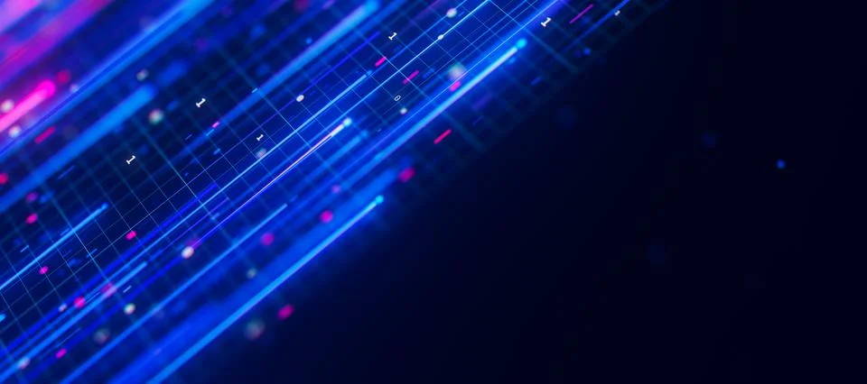 Bigdata light speed upward flow with a place for text. Abstract digital data Illustrazione stock