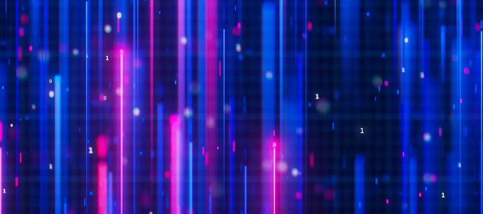 Bigdata light speed upward flow. Abstract digital data stream of quantum Stock Illustration