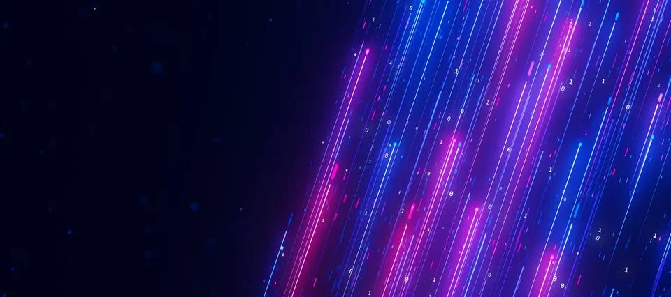 Bigdata light speed upward flow with a place for text. Abstract digital data Illustrazione stock
