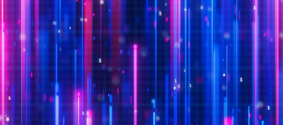 Bigdata light speed upward flow. Abstract digital data stream of quantum Stock Illustration