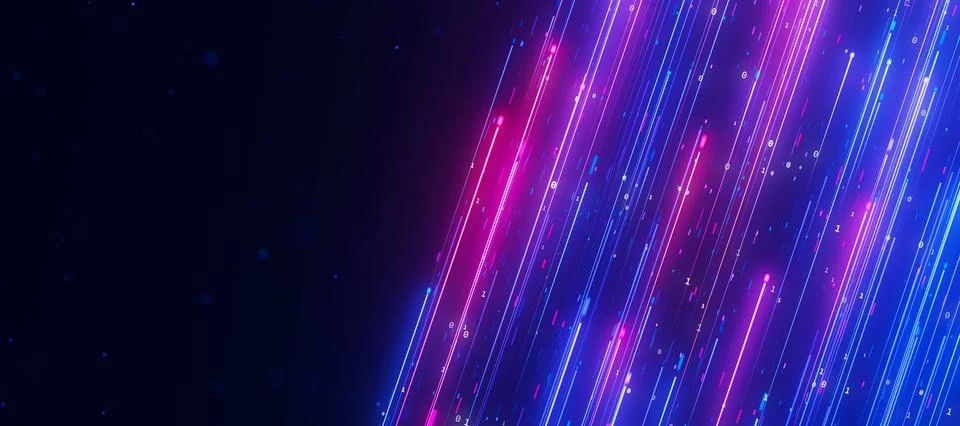 Bigdata light speed upward flow with a place for text. Abstract digital data Illustrazione stock