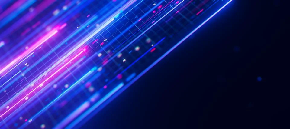 Bigdata light speed upward flow with a place for text. Abstract digital data Illustrazione stock