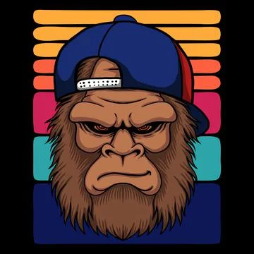 Bigfoot cool wearing a hat vector illustration Stock Illustration