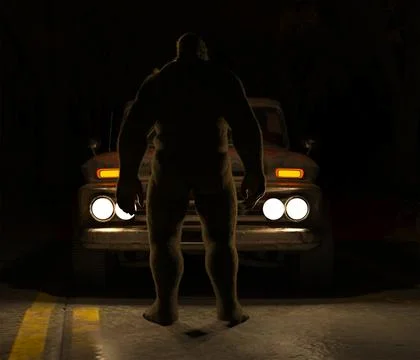 Bigfoot in Road Ilustración de archivo
