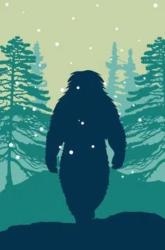Bigfoot walk in the forest Иллюстрация