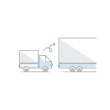 Bigger and smaller truck, difference concept Illustrazione stock