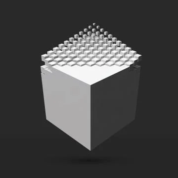 Bigger cube dissolving to smaller cubes Stock Illustration