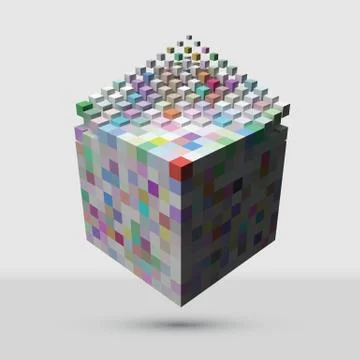 Bigger cube dissolving to smaller cubes Stock Illustration