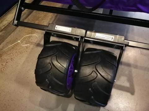 A bigger wheel of Cart for using in camping travel Stock Photos