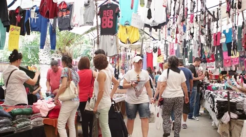 Biggest and most crowded bazaar in Izmir. Located in Bostanli, Karsiyaka Stock Footage 55808661