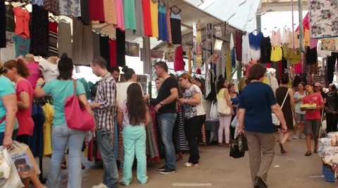 Biggest and most crowded bazaar in Izmir. Located in Bostanli, Karsiyaka Stock Footage 55808680