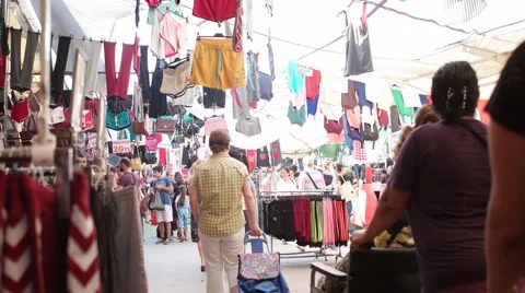 Biggest and most crowded bazaar in the city. Located in Bostanli, Karsiyaka Stock Footage 55808955