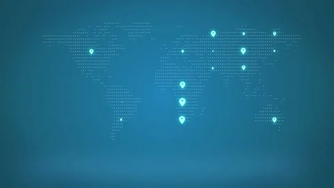 Biggest cities of the world are pointed on digital blue world map. Stock Footage 132832497