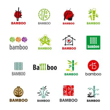 Biggest collection of vector logos bamboo Illustrazione stock