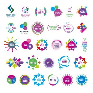Biggest collection of vector logos wi fi Stock Illustration