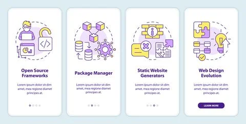 Biggest digital development trends onboarding mobile app screen Stock Illustration