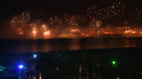 Biggest FireWorks in Dubai Video stock 34169275
