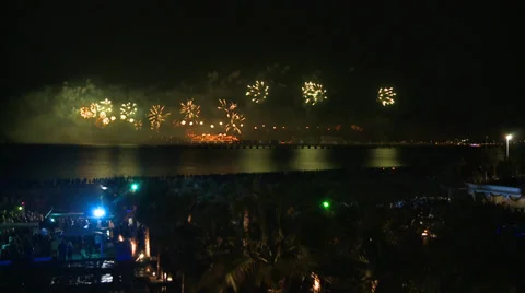 Biggest FireWorks in Dubai Stock Footage 34170519