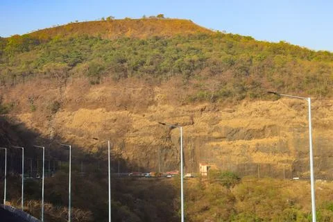 Biggest mountain on the road side Stock Photos