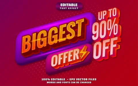 Biggest Offer Up To 90% Off 3D Editable Text Effect Vector Design 库存插图