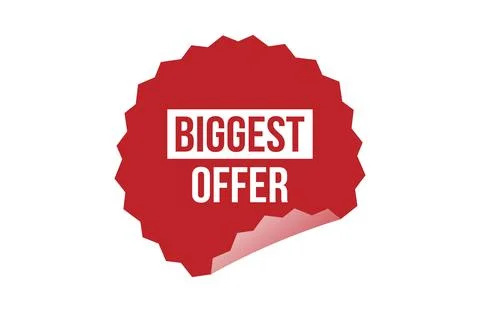 Biggest offer red ribbon label banner. Stock Illustration