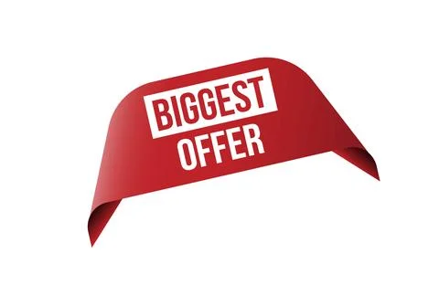 Biggest offer red ribbon label banner. Stock Illustration