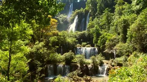 Biggest waterfall Thi Lo Su Waterfall or Thee Lor Sue in Thailand in Tak Stock Footage 173470769