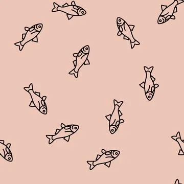 Bighead carp line seamless pattern Stock Illustration