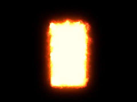 Bight square in flames isolated on a dark background Stock Illustration