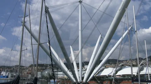 Bigo structure and sphere of Renzo Piano in Genoa, Italy Stock Footage 53846705