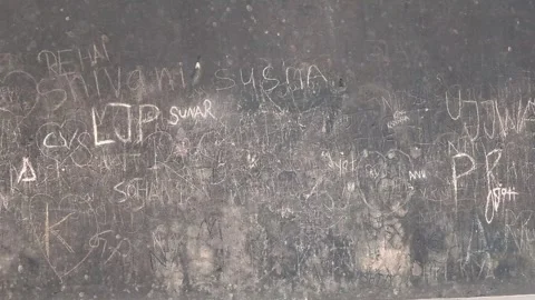 Bihar, India- 2024, Oct 16; Defaced Monument Wall with Tourist Names Scribbled Video stock 304140892