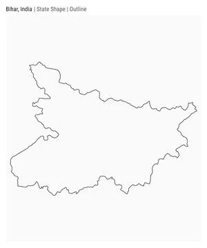 Bihar, India. Simple vector map. State shape. Outline style. Border of Biha.. Stock Illustration