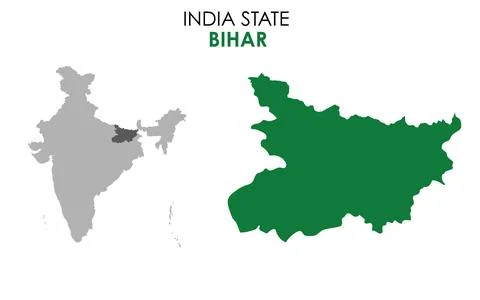 Bihar map of Indian state. Bihar map vector illustration. Bihar vector map .. Stock Illustration
