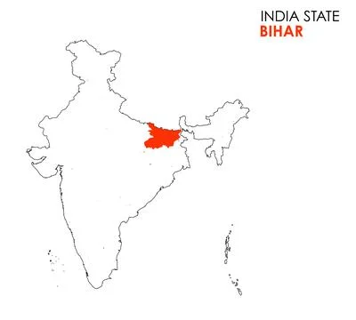 Bihar map of Indian state. Bihar map vector illustration. Bihar vector map .. Stock Illustration