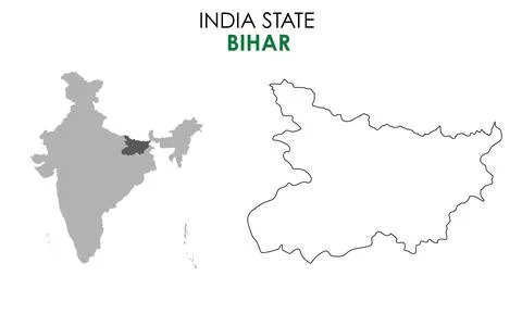 Bihar map of Indian state. Bihar map vector illustration. Bihar vector map .. Stock Illustration