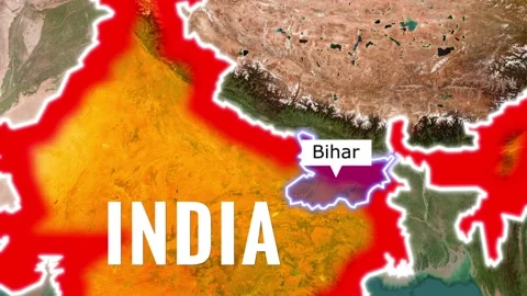 Bihar state highlighted on map of India motion video footage Stock Footage 346537583
