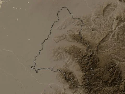 Bihor, Romania. Elevation map colored in sepia tones with lakes and rivers Stock Illustration