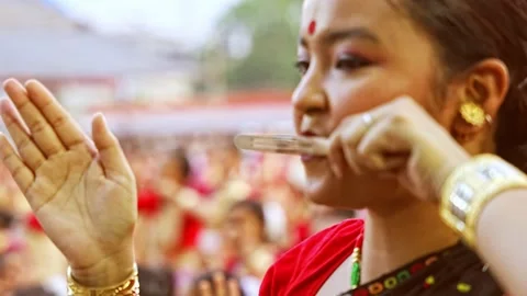 Bihu dance workshop ahead of the Rongali Bihu Video stock 309546509