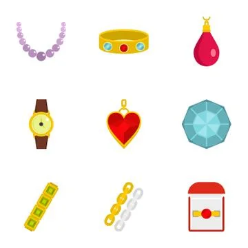 Bijou icon set, flat style イラスト素材