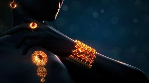 Bijouterie backdrop - goldish chaplet ring wristlet and earring with red ruby イラスト素材