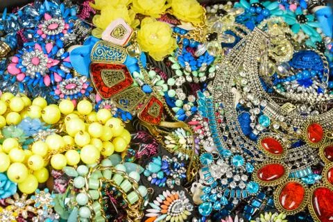 Bijouterie background close up Stock Photos