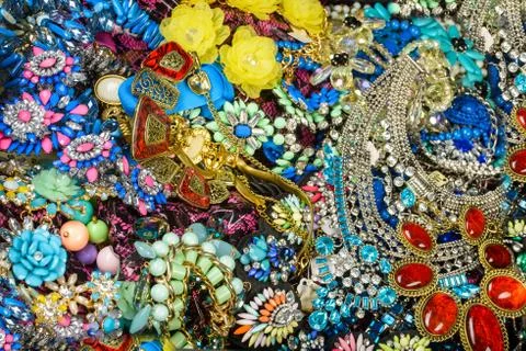 Bijouterie background close up Stock Photos