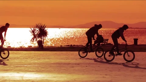 Bike Acrobatics at Sunset Stock Footage 51625583