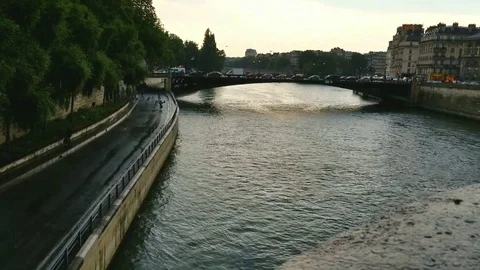 Bike along the river in paris. 스톡 동영상 123740785