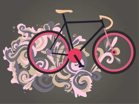 Bike on the background of multi-colored threads Stock Illustration