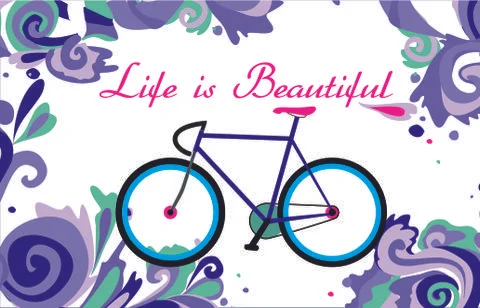 Bike on the background of multi-colored threads Stock Illustration