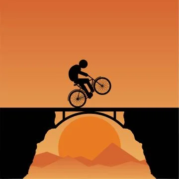 Bike on a bridge Stock Illustration